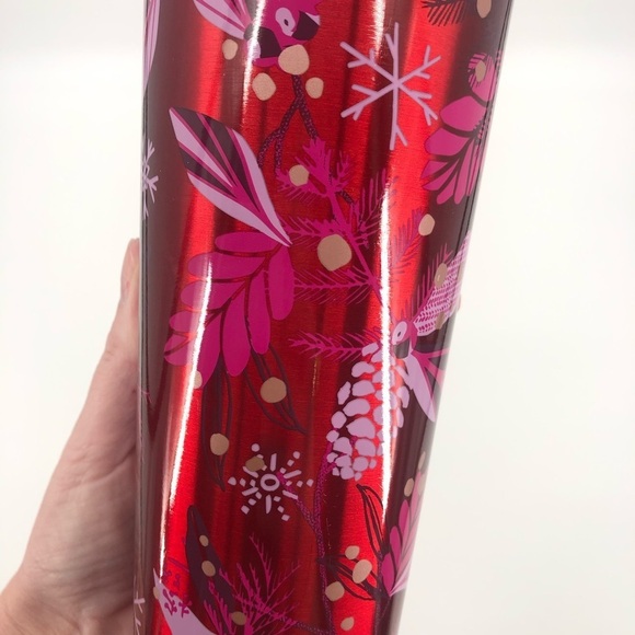 STARBUCKS Holiday 2021 Red Pine Pine Cone Holly Stainless Steel Tumbler NEW - Picture 6 of 8